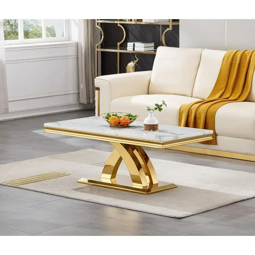 Coffee Tea Or - Luxury White Marble Coffee Table with