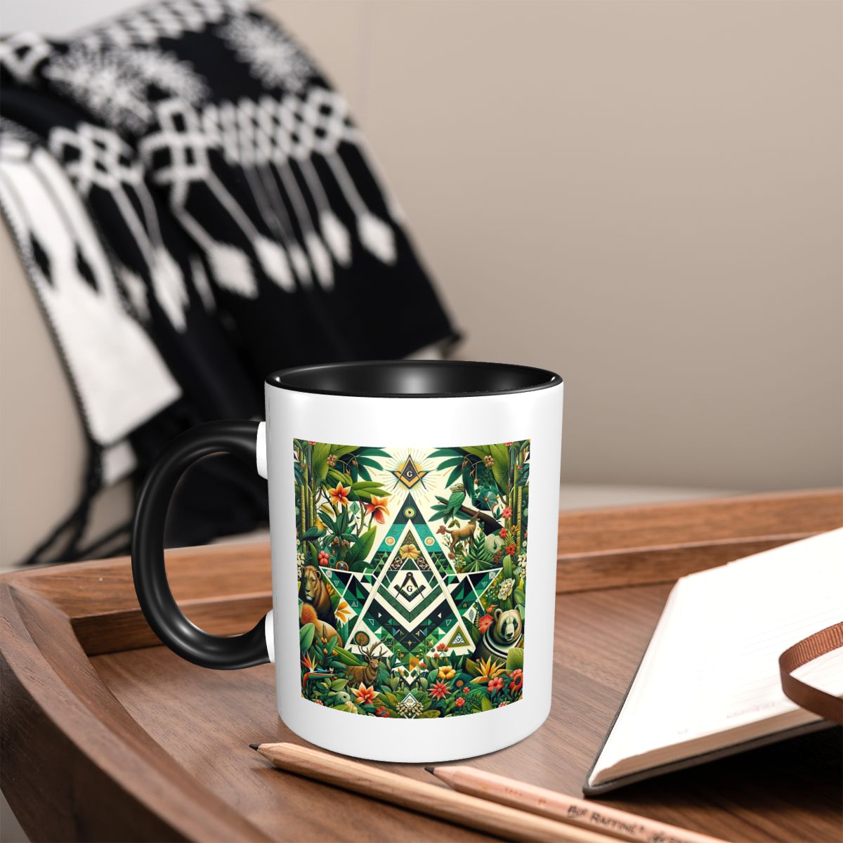 Tea And Coffee Fusion - Geometric Jungle Masonic Freemason Natural World