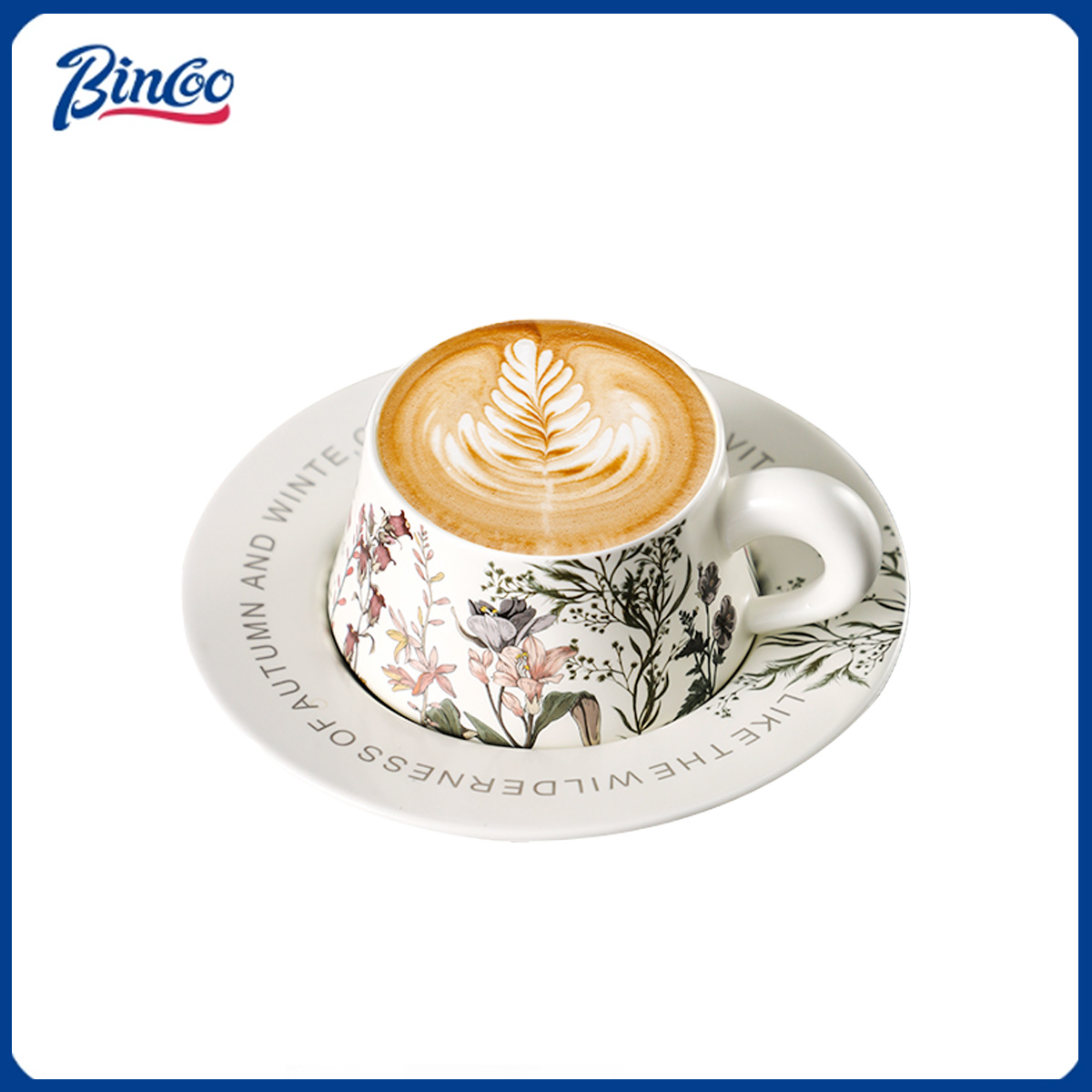 Espresso Cup Saucer - BINCOO 260ml Ceramic Coffee Cup with