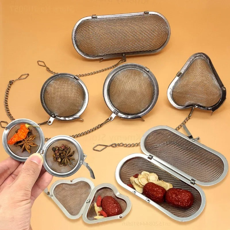 Coffee Tea Spices - Stainless Steel Oval Heart Sphere Shape