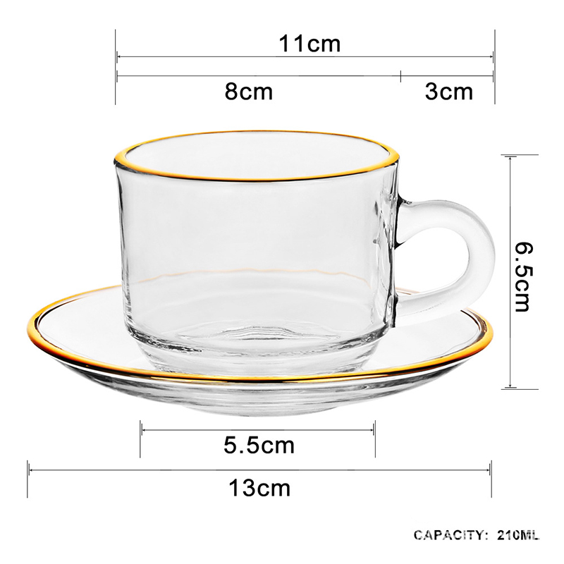 Golden edge Glass Coffee Cups, - огляд і ціна Espresso Cup Saucer