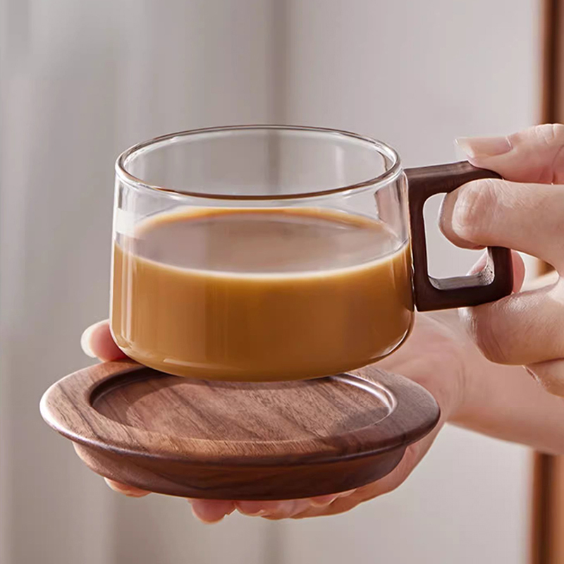 Wood Handle Coffee Mug With Sp - огляд і ціна Espresso Cup Saucer