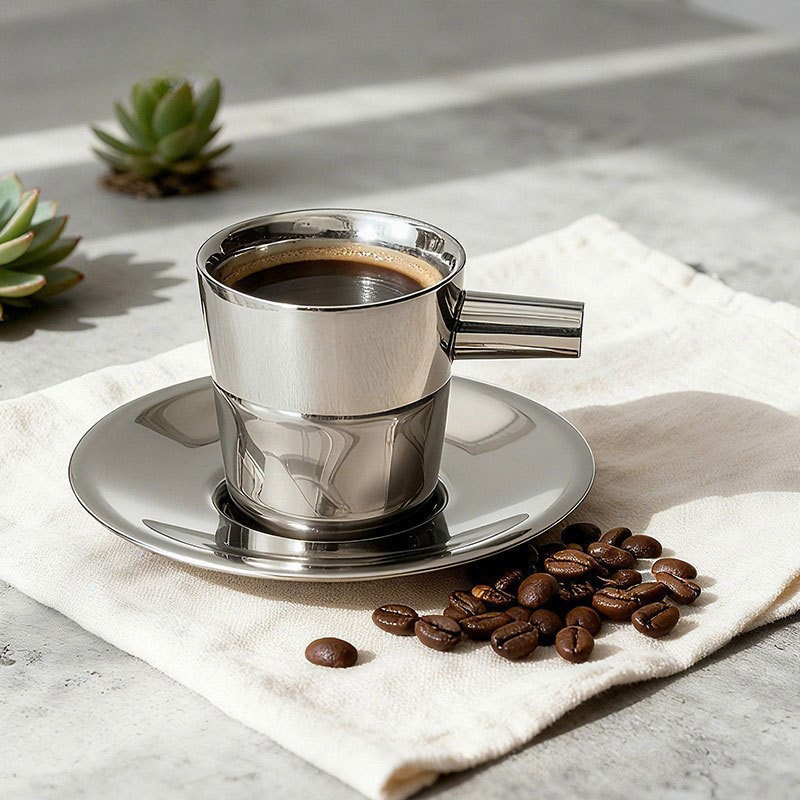 2 pack Stainless Steel Coffee  - огляд і ціна Espresso Cup Saucer