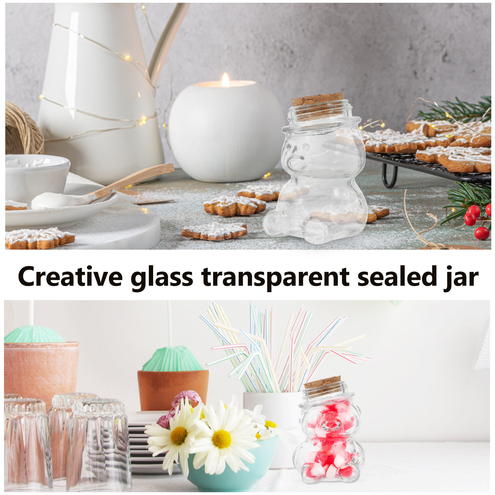 4Pcs Glass Candy Jar Set Trans - огляд і ціна Coffee Tea Jars